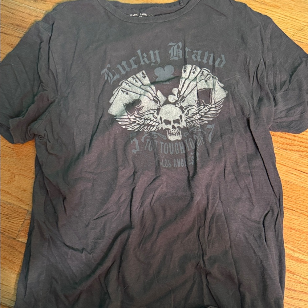 Lucky Brand Men's Charcoal Skull Graphic Tee